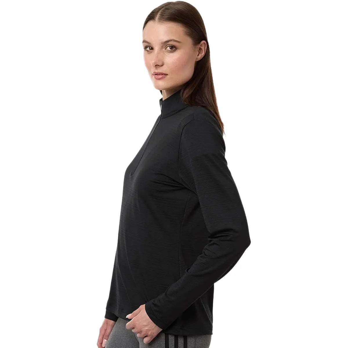 Adidas Women's Black Textured Stripe Quarter-Zip Pullover sold by Merchology product image thumbnail 5