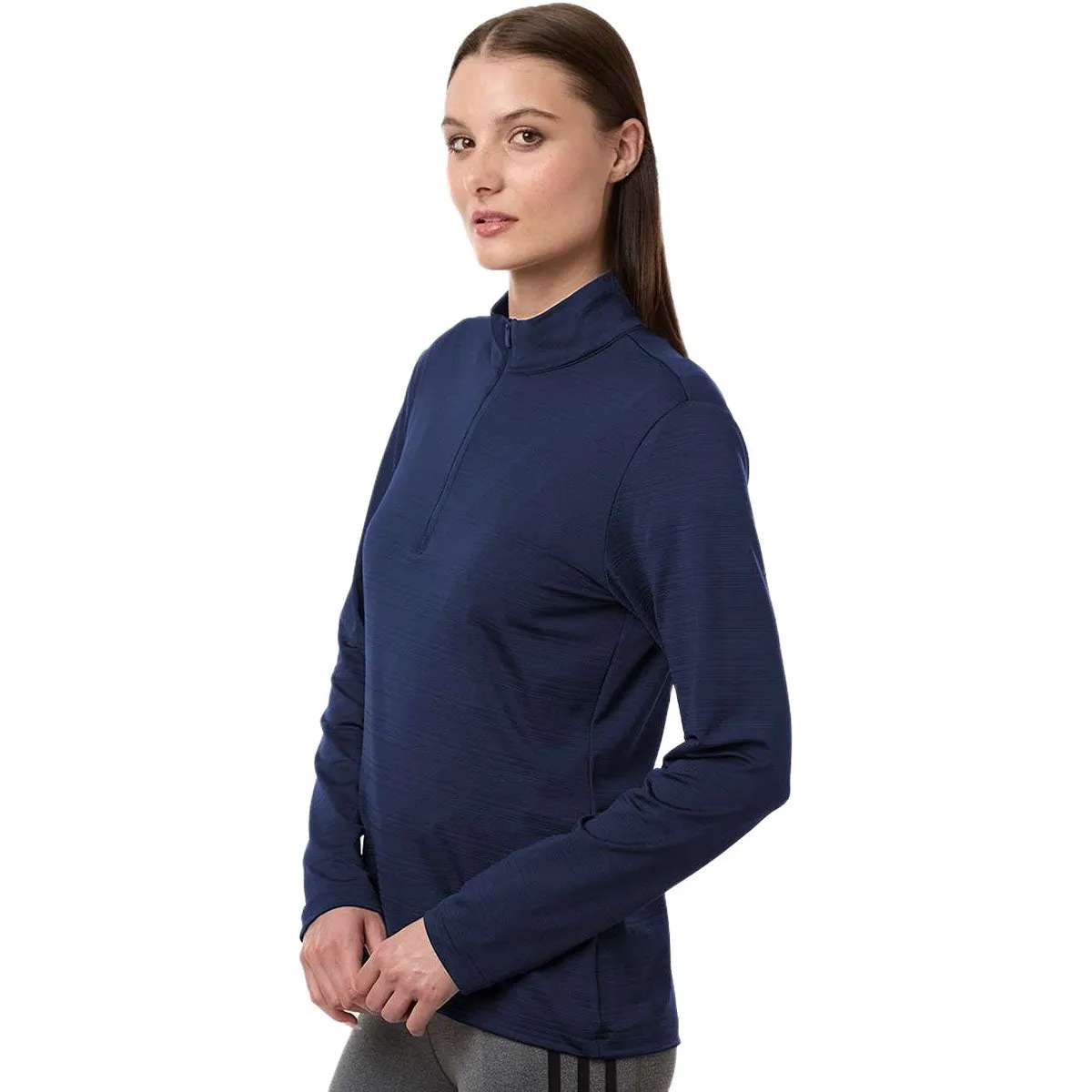 Adidas Women's Dark Blue Textured Stripe Quarter-Zip Pullover sold by Merchology product image thumbnail 5