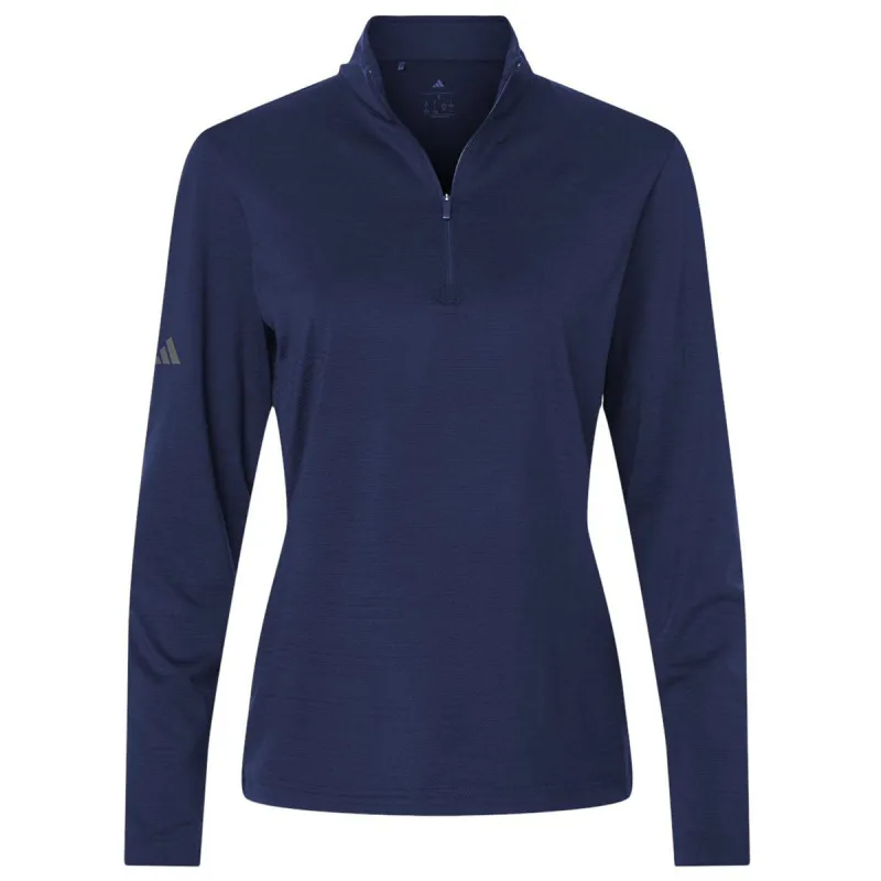 Adidas Women's Dark Blue Textured Stripe Quarter-Zip Pullover made by Adidas