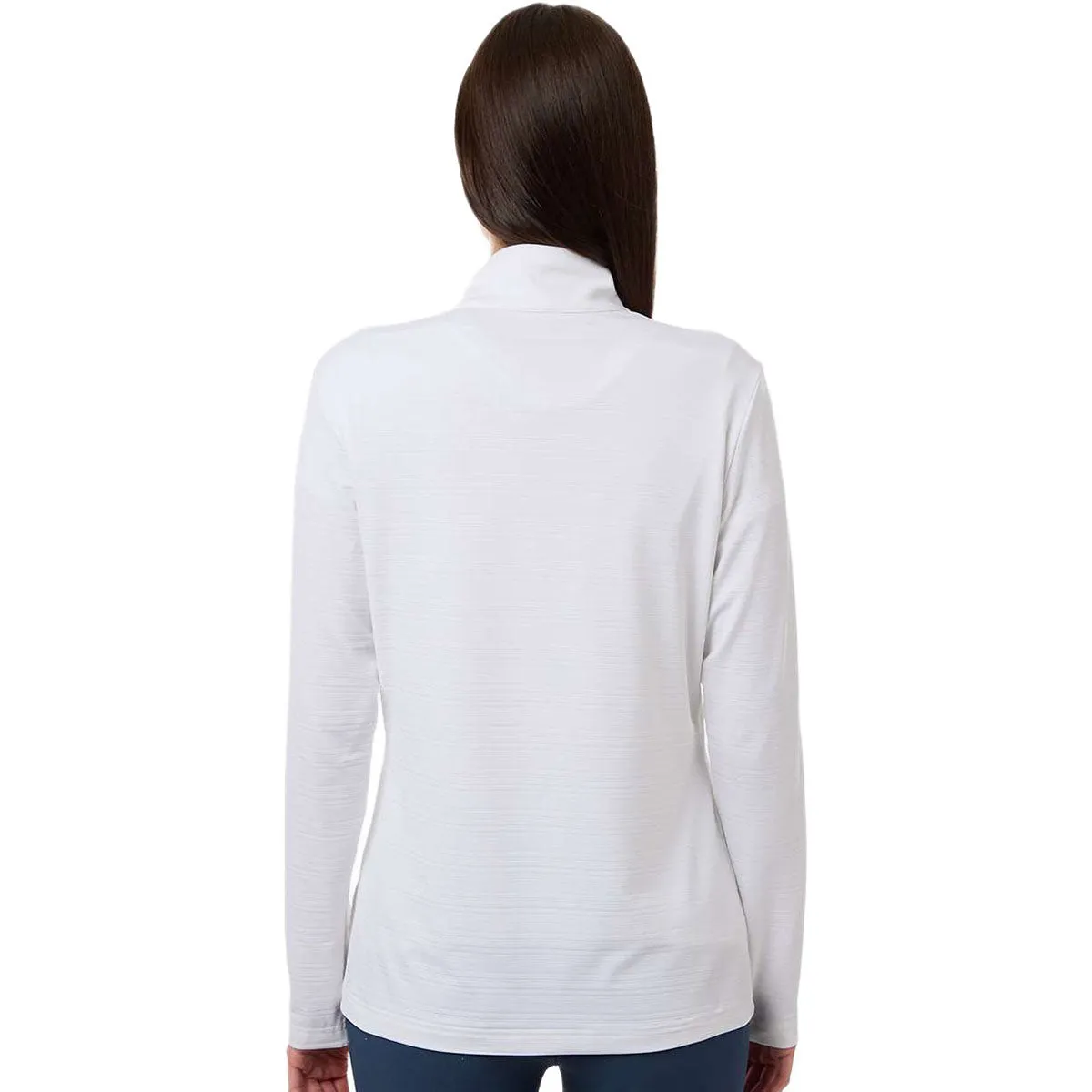 Adidas Women's White Textured Stripe Quarter-Zip Pullover sold by Merchology product image thumbnail 4