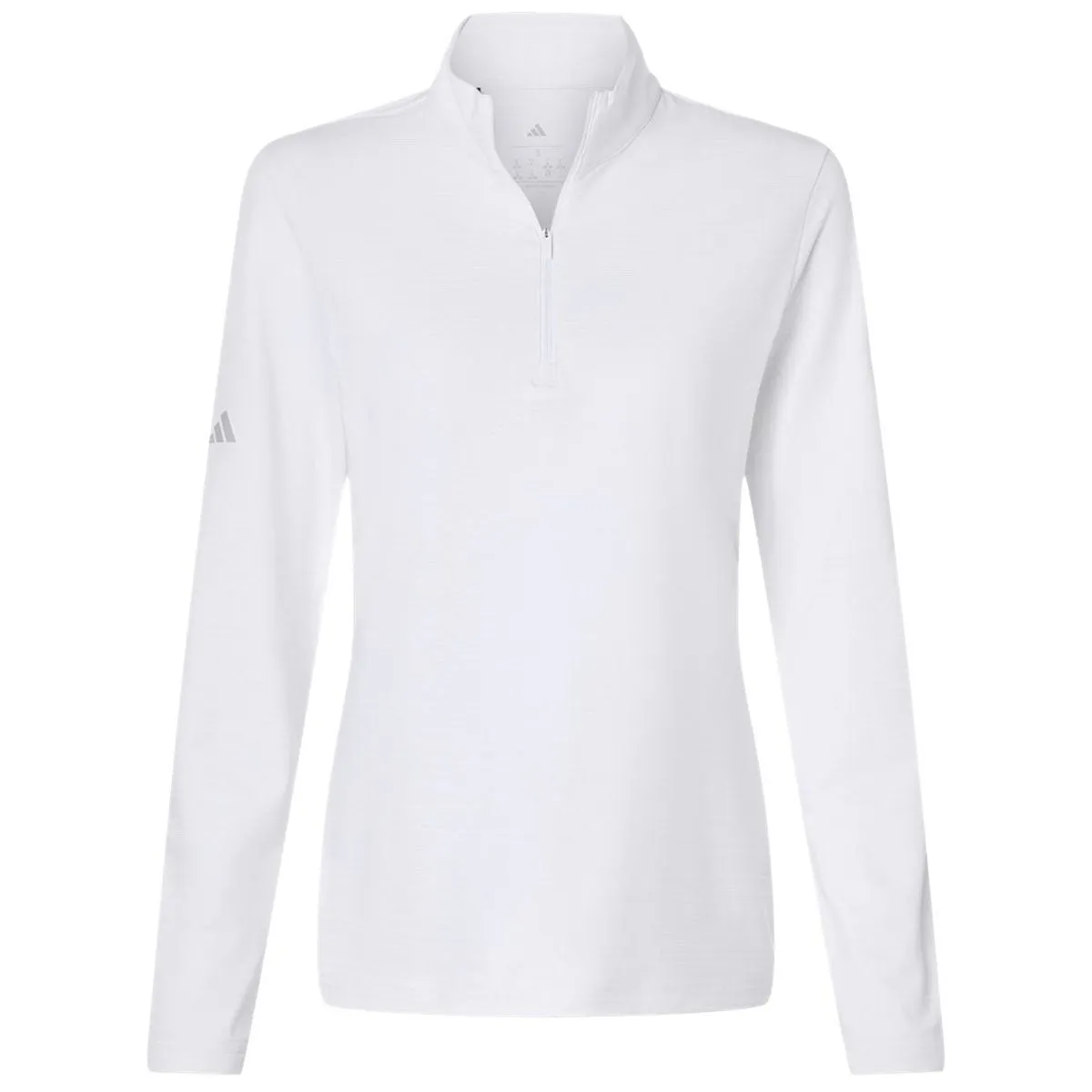 Adidas Women's White Textured Stripe Quarter-Zip Pullover sold by Merchology