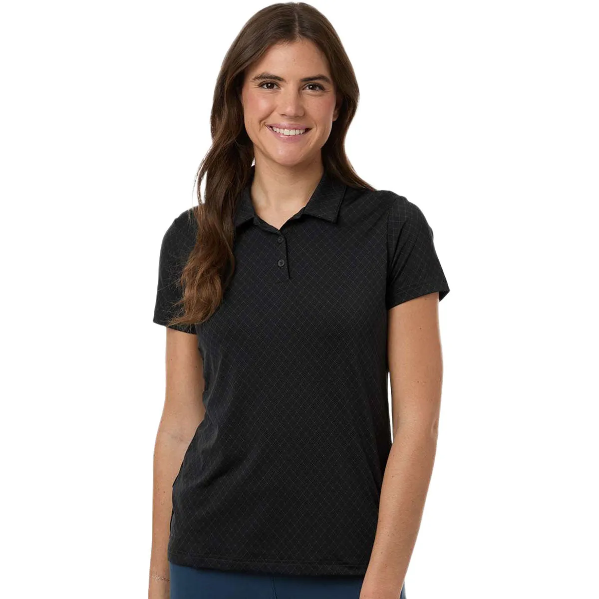 Adidas Women's Carbon 4-Way Stretch Printed Polo sold by Merchology
