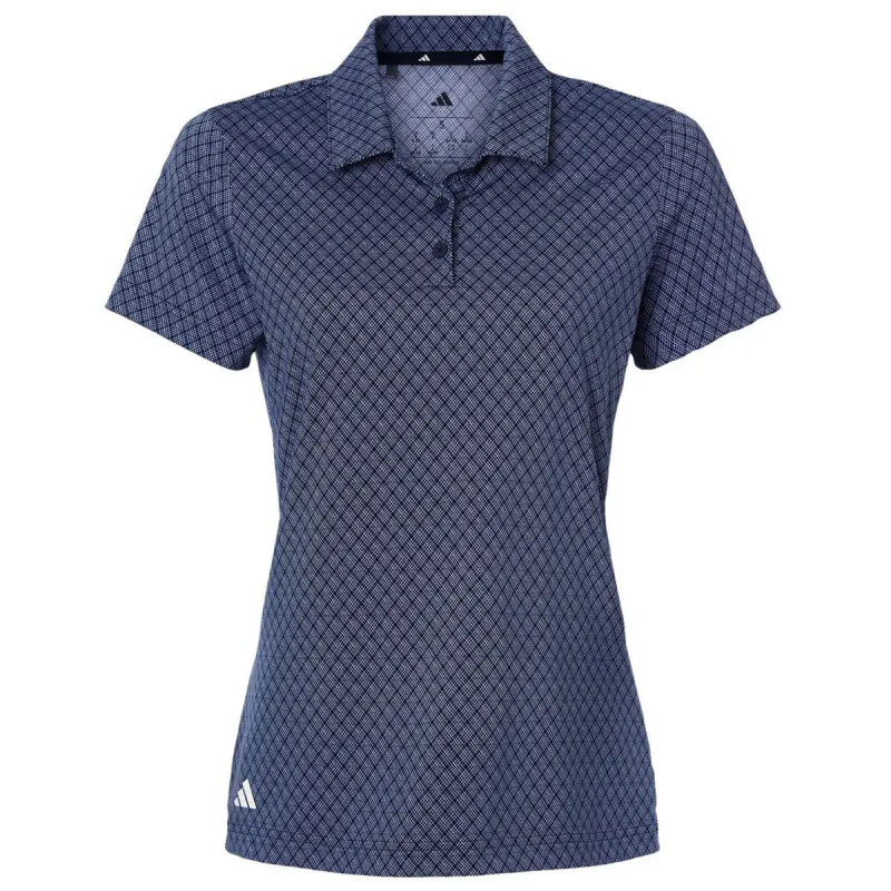 Adidas Women's Collegiate Navy 4-Way Stretch Printed Polo sold by Merchology