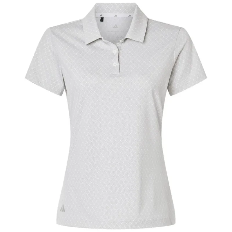 Adidas Women's White 4-Way Stretch Printed Polo sold by Merchology