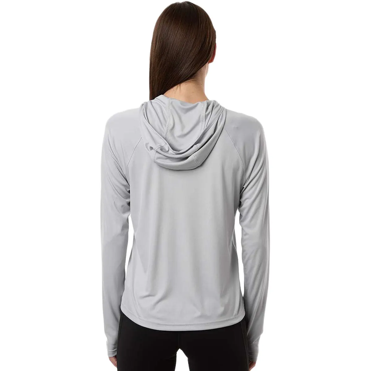 Columbia Women's Cool Grey/Vivid Blue PFG Tidal Tee Hooded Long Sleeve sold by Merchology product image thumbnail 4