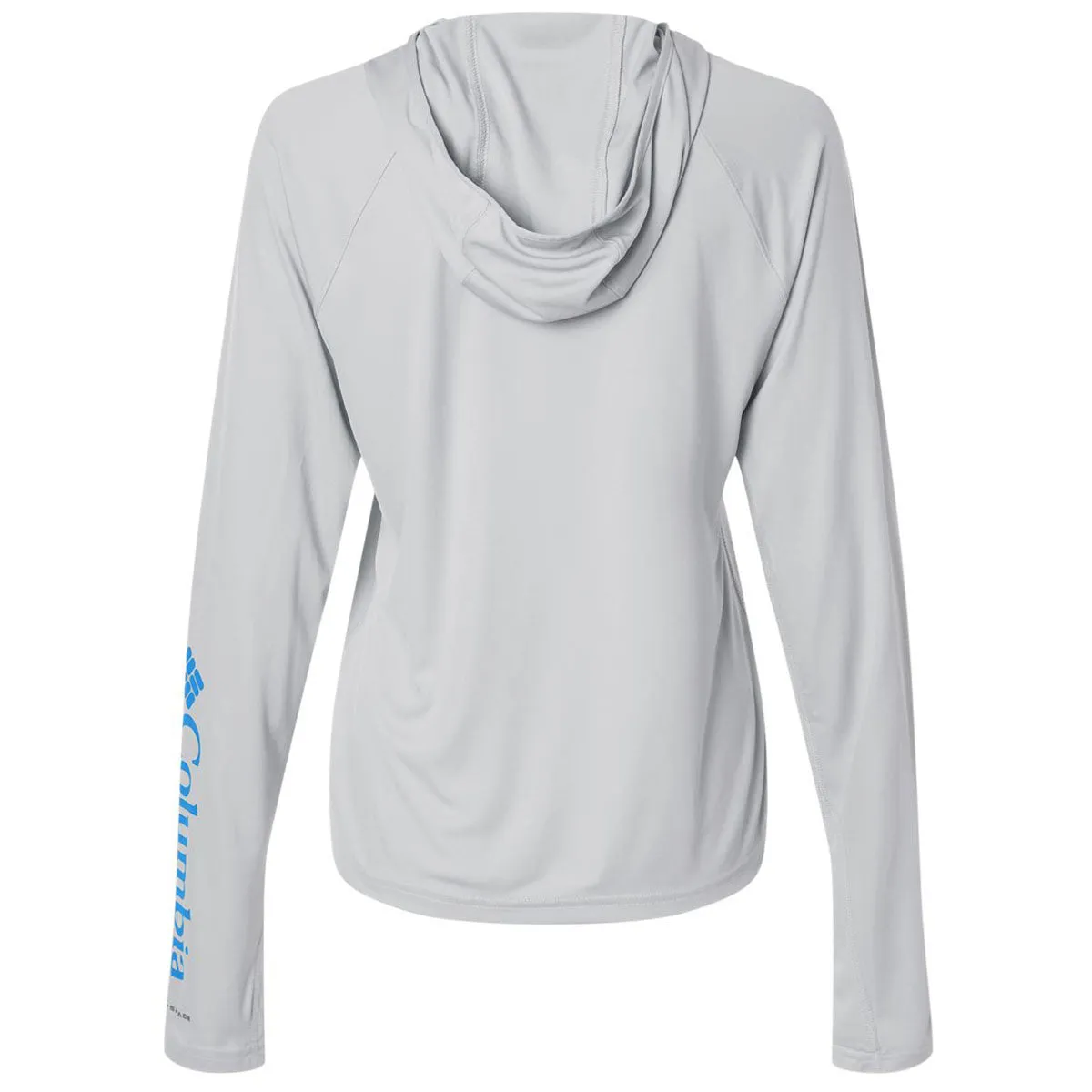 Columbia Women's Cool Grey/Vivid Blue PFG Tidal Tee Hooded Long Sleeve sold by Merchology product image thumbnail 2