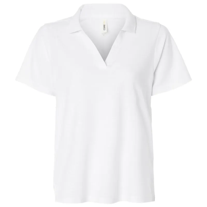 Core 365 Women's White Resolve CVC Performance Pique Polo made by Merchology