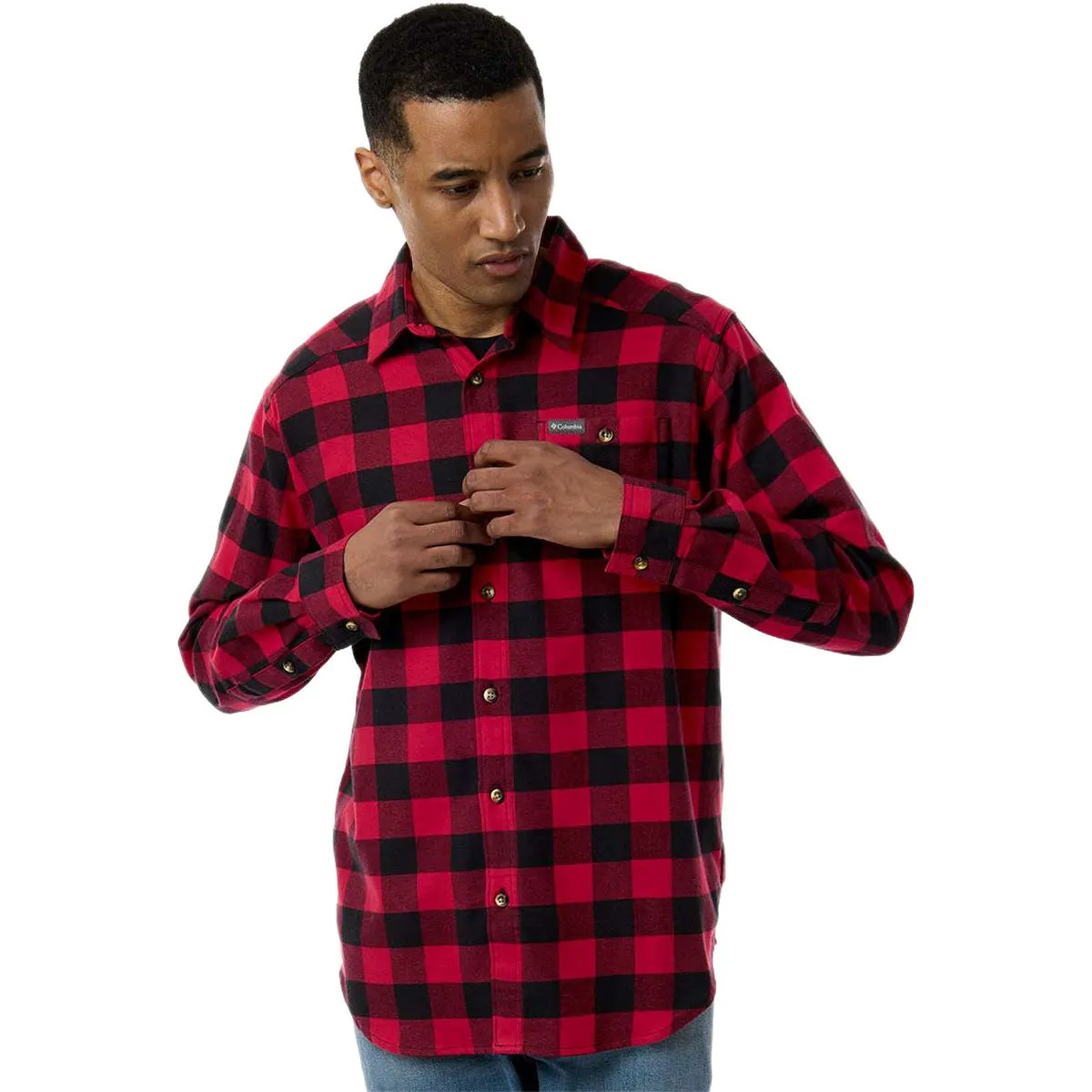 Columbia Men's Mountain Red Buffalo Check Cornell Woods Flannel Shirt sold by Merchology product image thumbnail 3