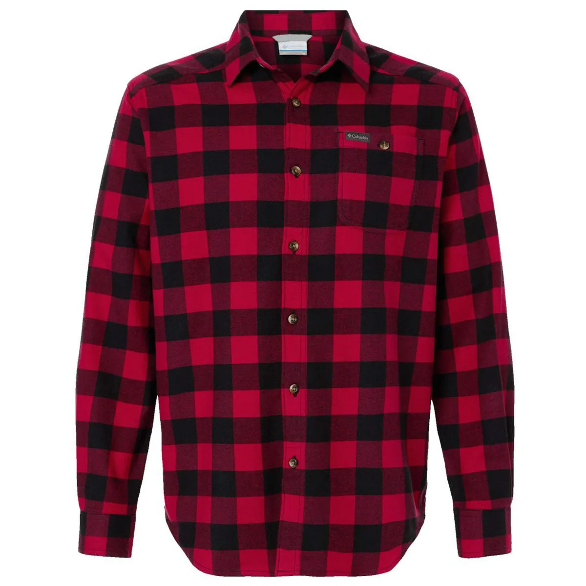Columbia Men's Mountain Red Buffalo Check Cornell Woods Flannel Shirt sold by Merchology