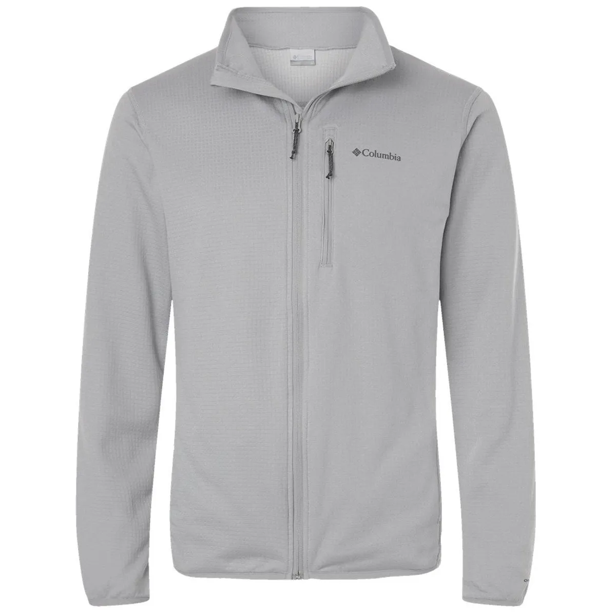 Columbia Men's Columbia Grey Essential Hike Grid Fleece Full-Zip sold by Merchology