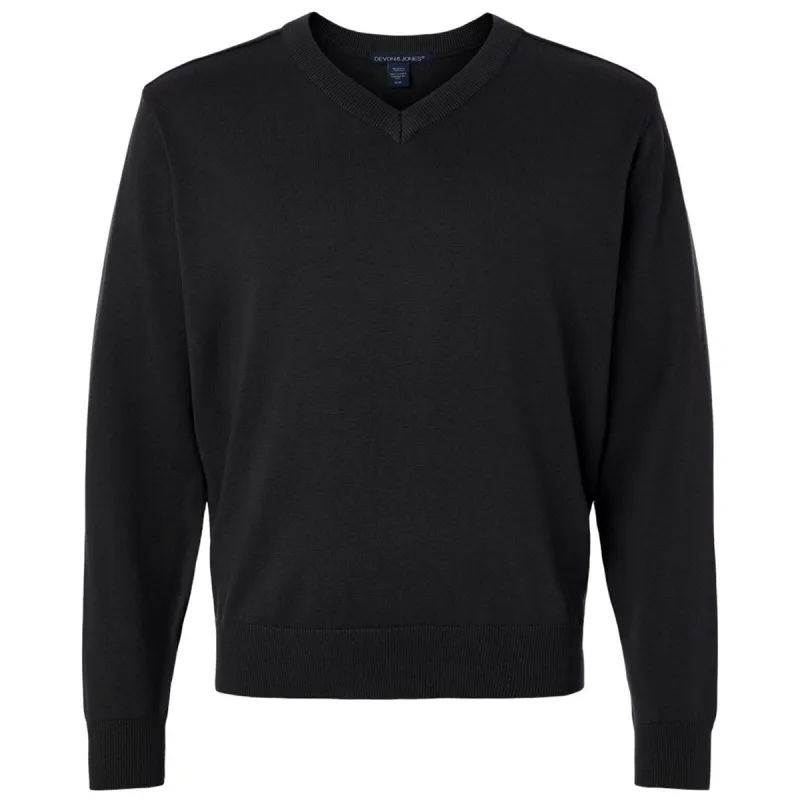 Devon & Jones Men's Black New Classics V-Neck Sweater made by Merchology