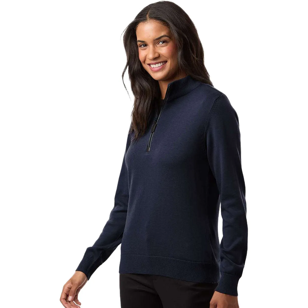 Devon & Jones Women's Navy New Classics Quarter-Zip Sweater sold by Merchology product image thumbnail 5