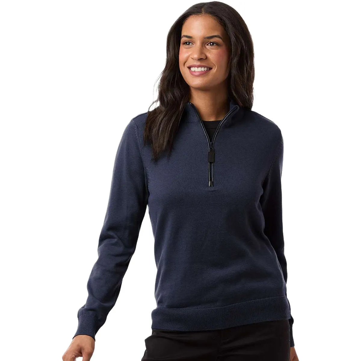 Devon & Jones Women's Navy New Classics Quarter-Zip Sweater sold by Merchology product image thumbnail 3