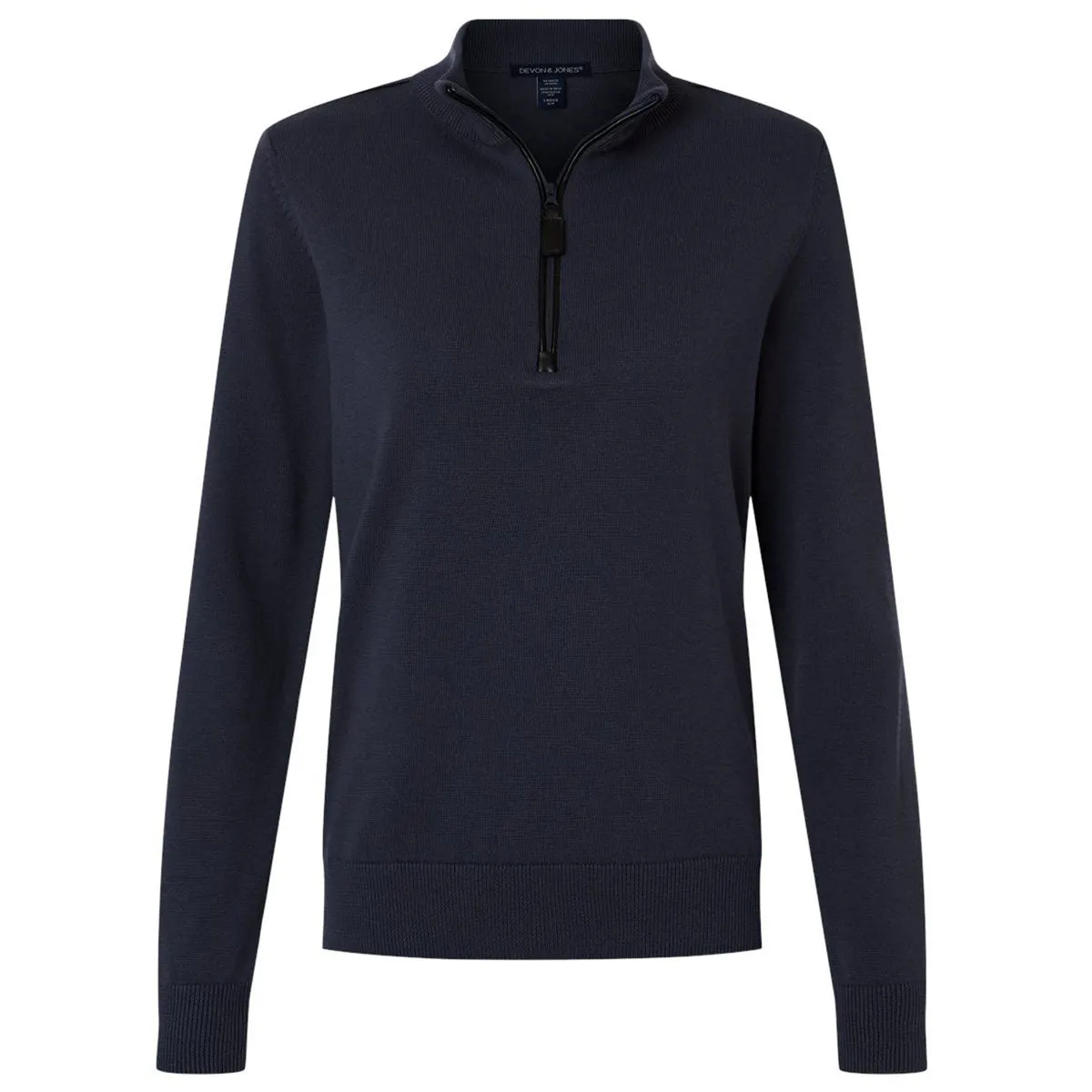 Devon & Jones Women's Navy New Classics Quarter-Zip Sweater sold by Merchology