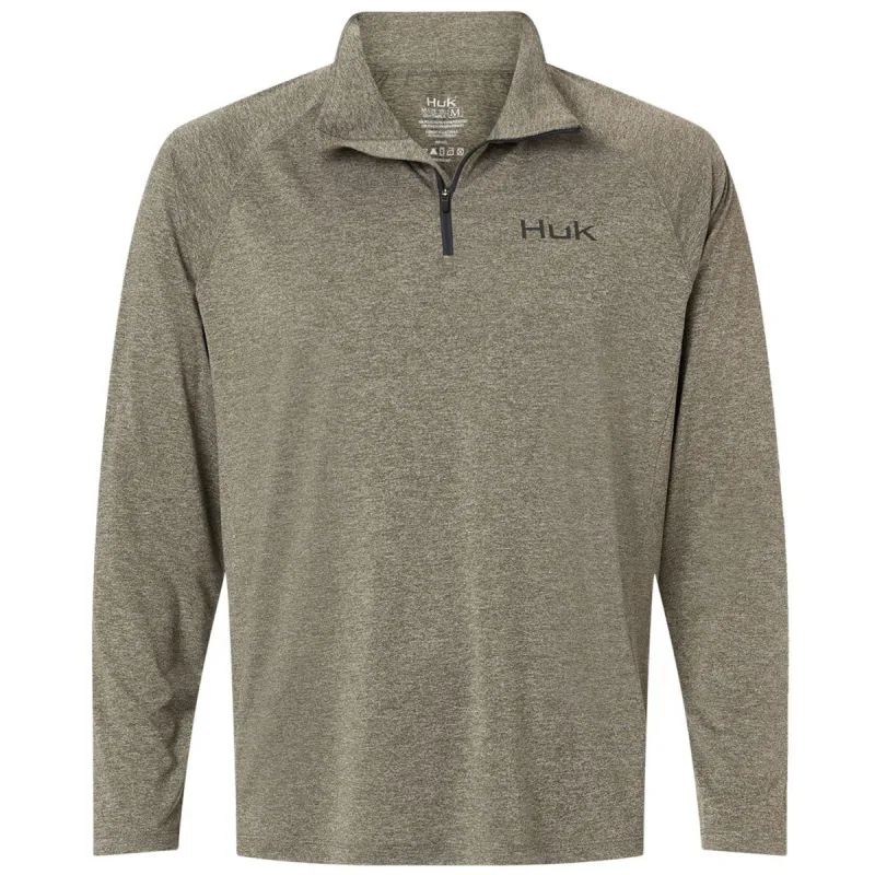HUK Men's Heather Moss Airweight Heather Quarter-Zip Pullover made by Huk
