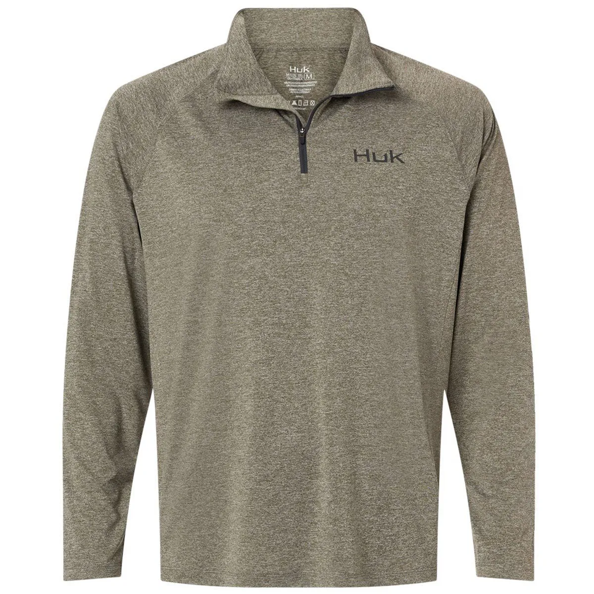 HUK Men's Heather Moss Airweight Heather Quarter-Zip Pullover sold by Merchology