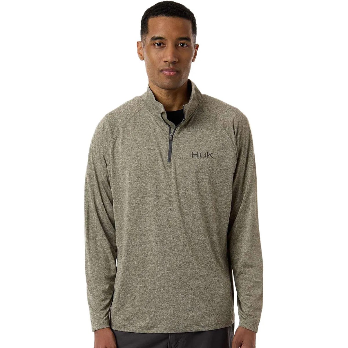 HUK Men's Heather Moss Airweight Heather Quarter-Zip Pullover sold by Merchology product image thumbnail 3