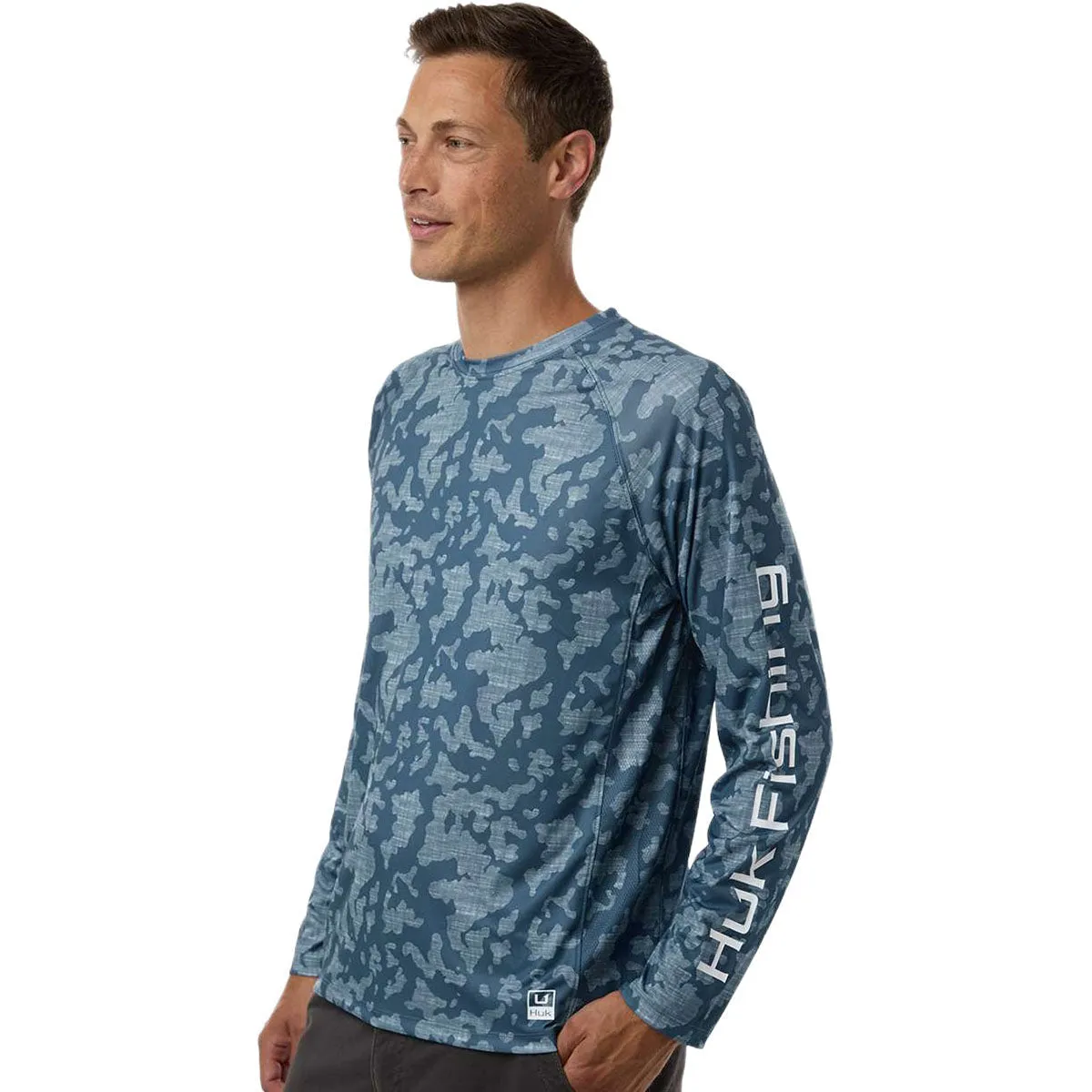 HUK Men's Titanium Blue LoPro Running Lakes Long Sleeve T-Shirt sold by Merchology product image thumbnail 5