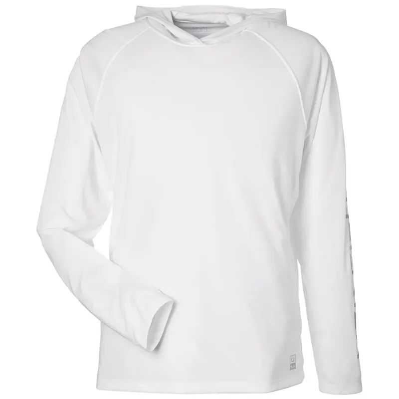 HUK Men's White LoPro Pursuit Long Sleeve Hooded T-Shirt made by Huk