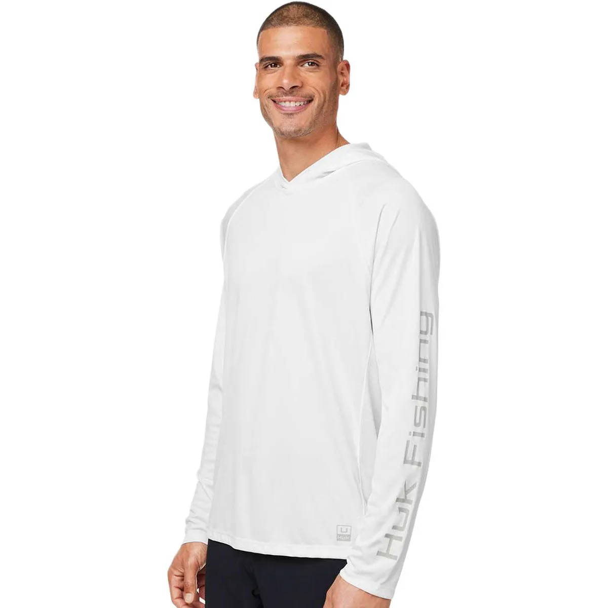 HUK Men's White LoPro Pursuit Long Sleeve Hooded T-Shirt sold by Merchology product image thumbnail 5