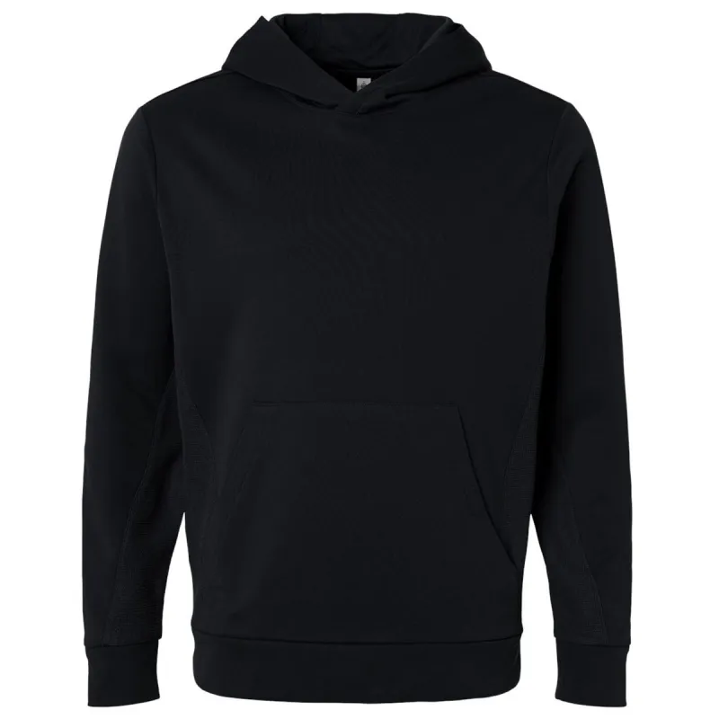 Team 365 Unisex Black Squad Hooded Tech Fleece Pullover made by Merchology