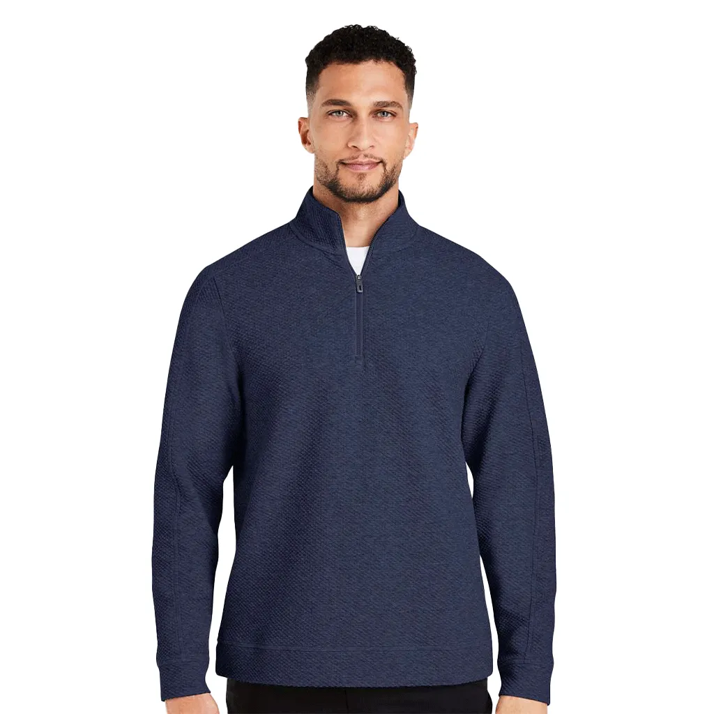 North End Men's Classic Navy Heather Spirit Textured Quarter-Zip Pullover sold by Merchology product image thumbnail 3