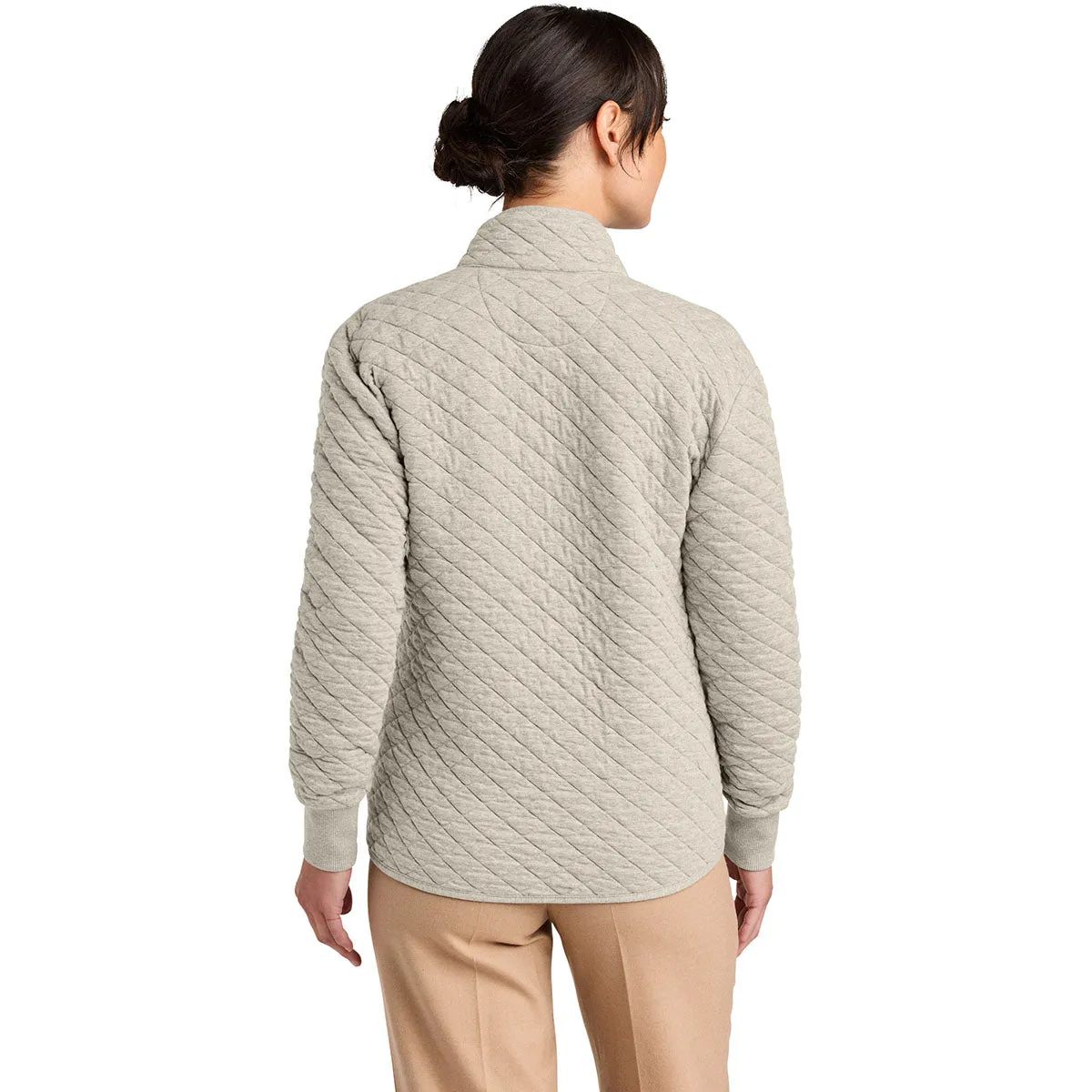Brooks Brothers Women's Oatmeal Heather Diamond Quilt Full-Zip sold by Merchology product image thumbnail 4