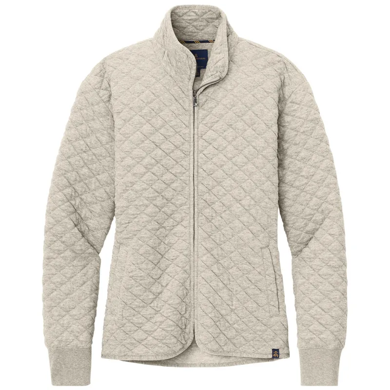 Brooks Brothers Women's Oatmeal Heather Diamond Quilt Full-Zip made by Brooks Brothers