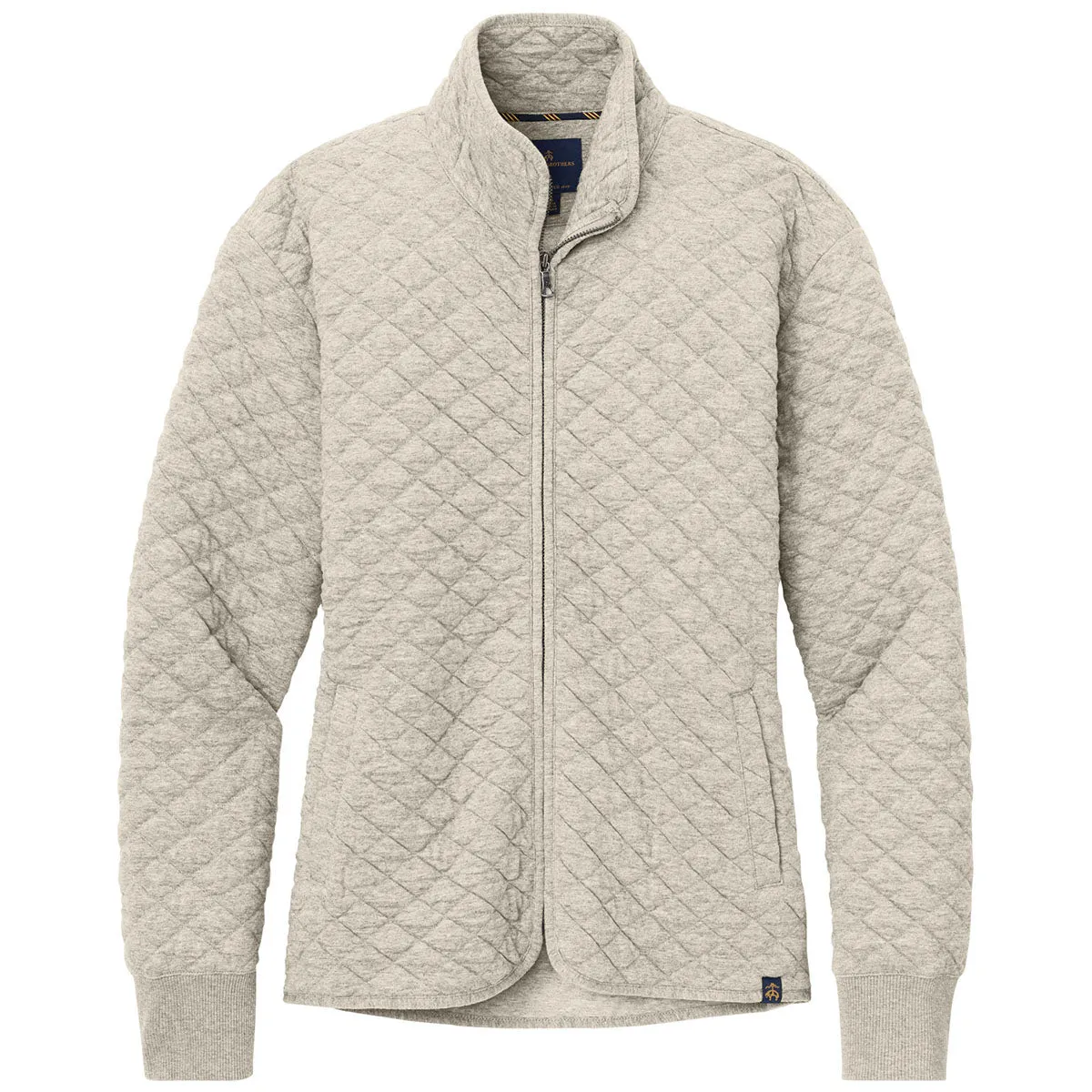 Brooks Brothers Women's Oatmeal Heather Diamond Quilt Full-Zip sold by Merchology