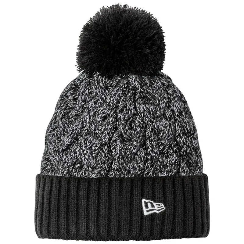 New Era Black/Graphite/White Marled Knit Pom Beanie made by New Era