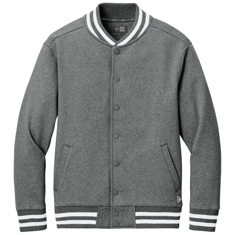 New Era Men's Grey Frost Varsity Heavyweight Fleece Jacket made by New Era