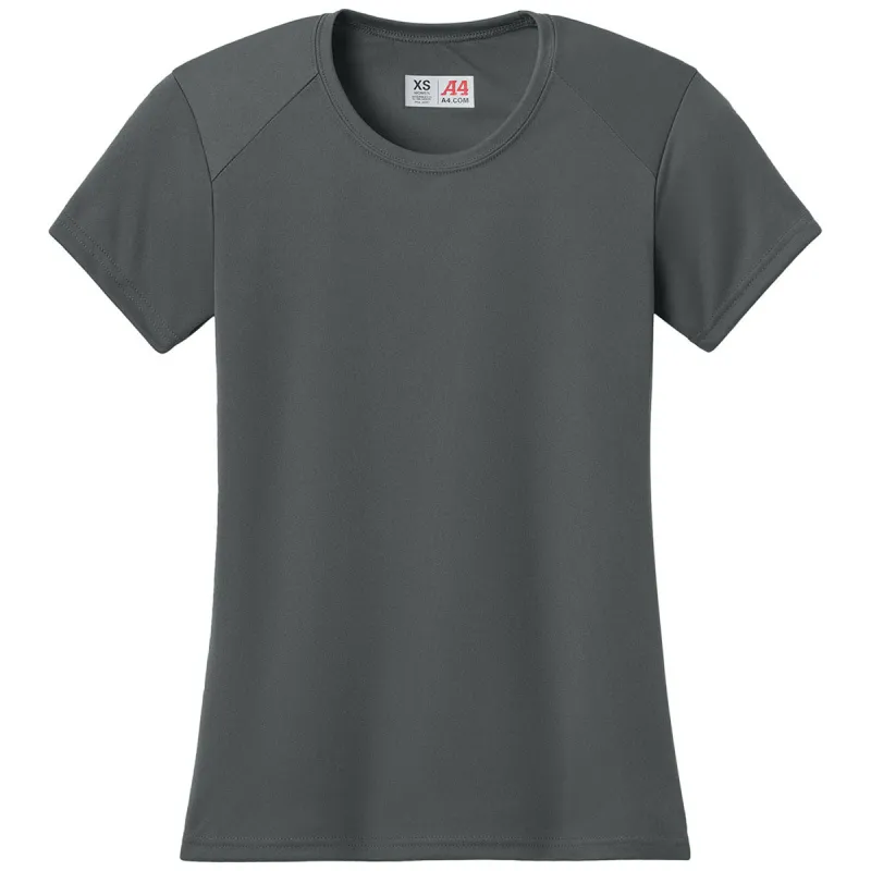 A4 Women's Graphite Cooling Performance Short Sleeve Tee sold by Merchology