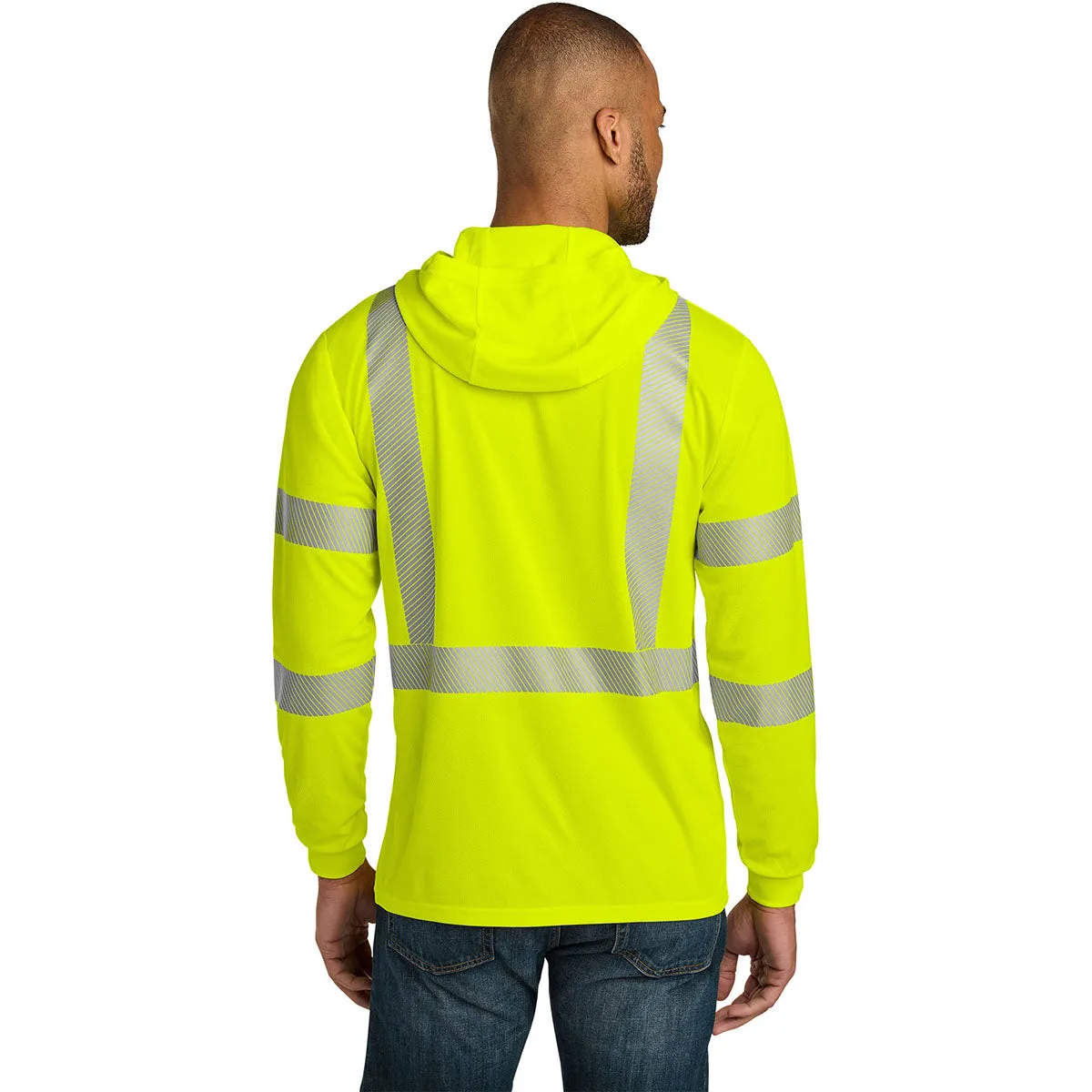 CornerStone Men's Safety Yellow ANSI 107 Class 3 Long Sleeve Segmented Tape Hooded Tee sold by Merchology product image thumbnail 4