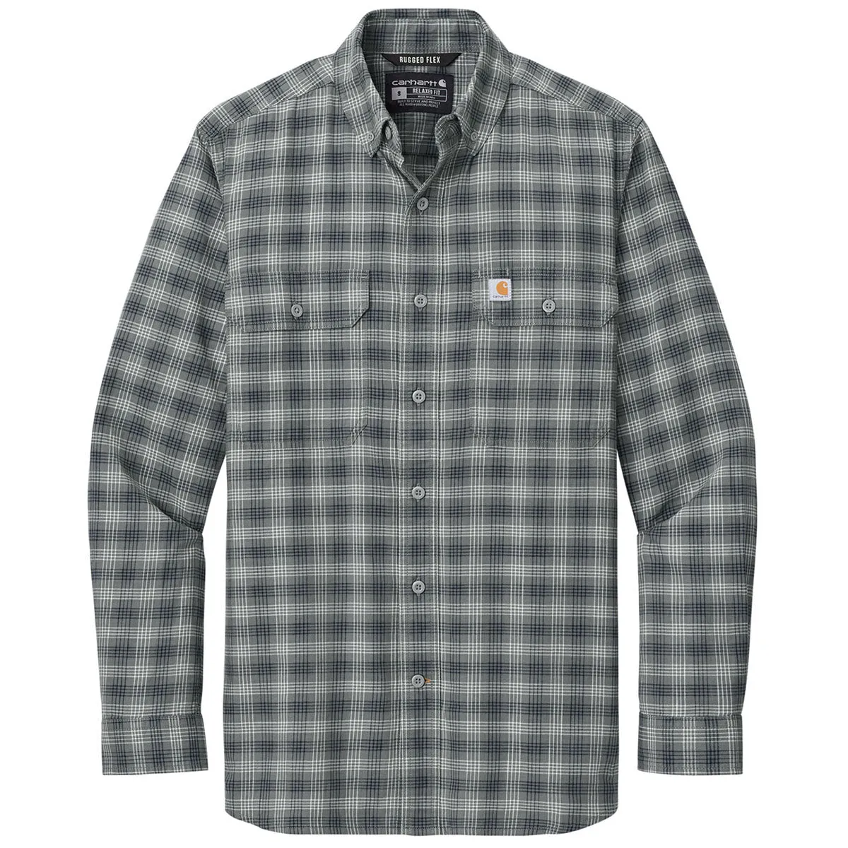 Carhartt Men's Plaid Steel Navy Rugged Flex Plaid Long Sleeve Shirt sold by Merchology
