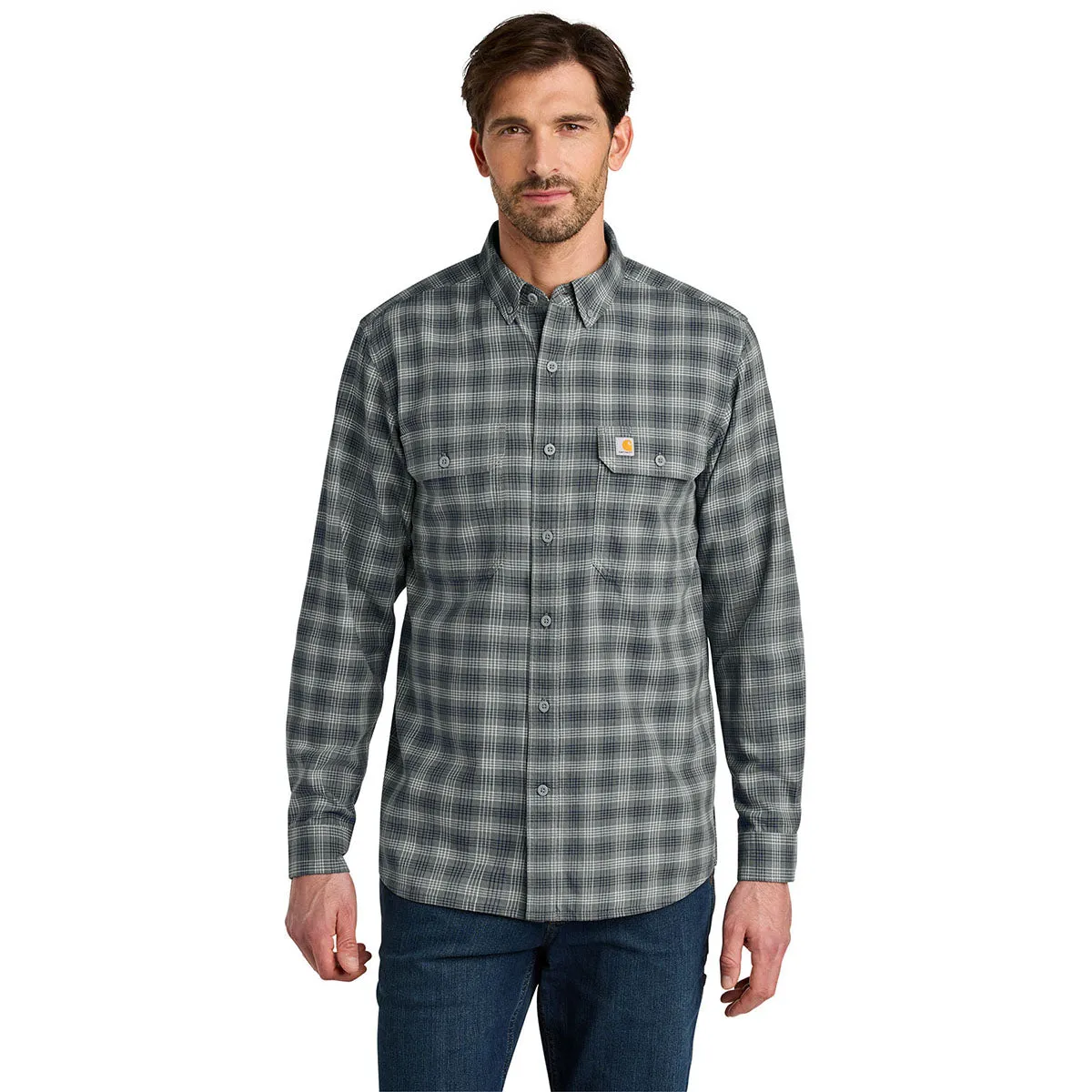 Carhartt Men's Plaid Steel Navy Rugged Flex Plaid Long Sleeve Shirt sold by Merchology product image thumbnail 3