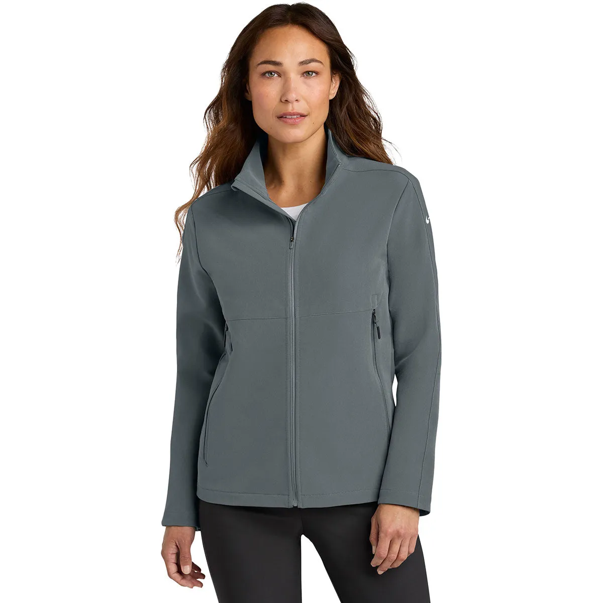 Nike Women's Dark Grey Full-Zip Soft Shell Jacket sold by Merchology product image thumbnail 3