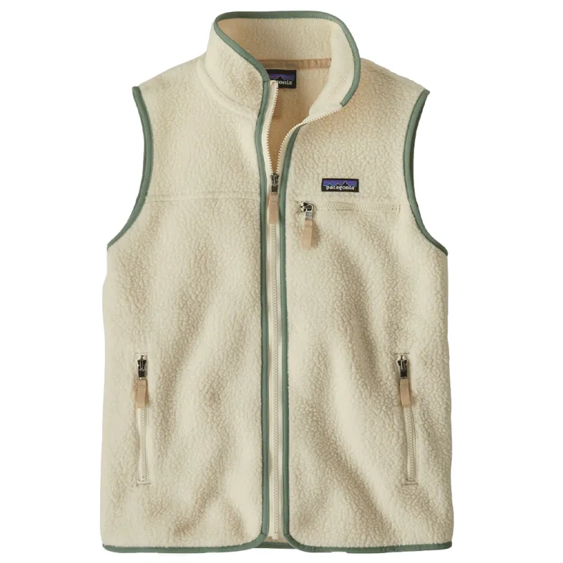 Patagonia Women's Natural w/Ellwood Green Retro Pile Fleece Vest made by Patagonia