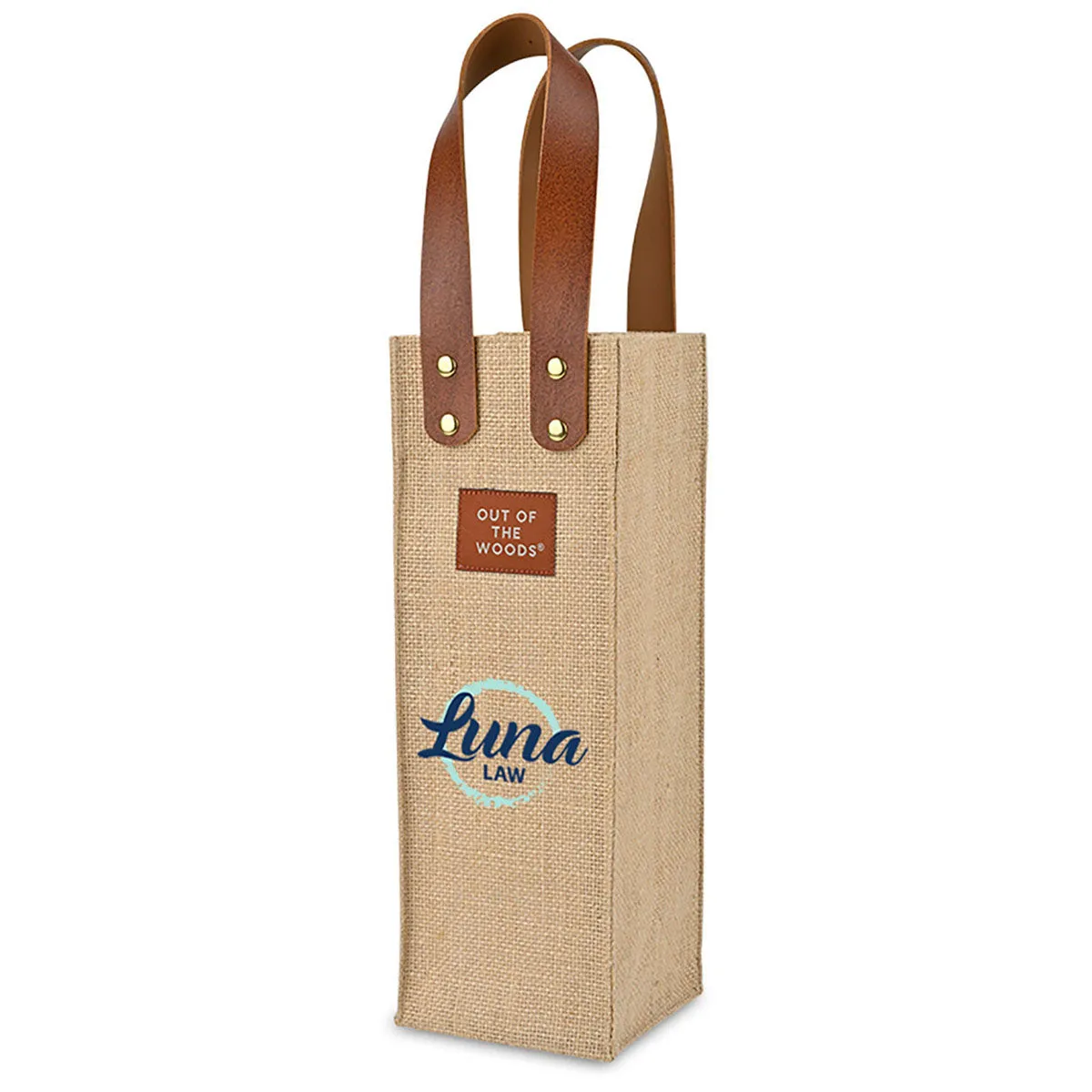 Out of The Woods Natural Jute Wine Tote sold by Merchology product image thumbnail 3