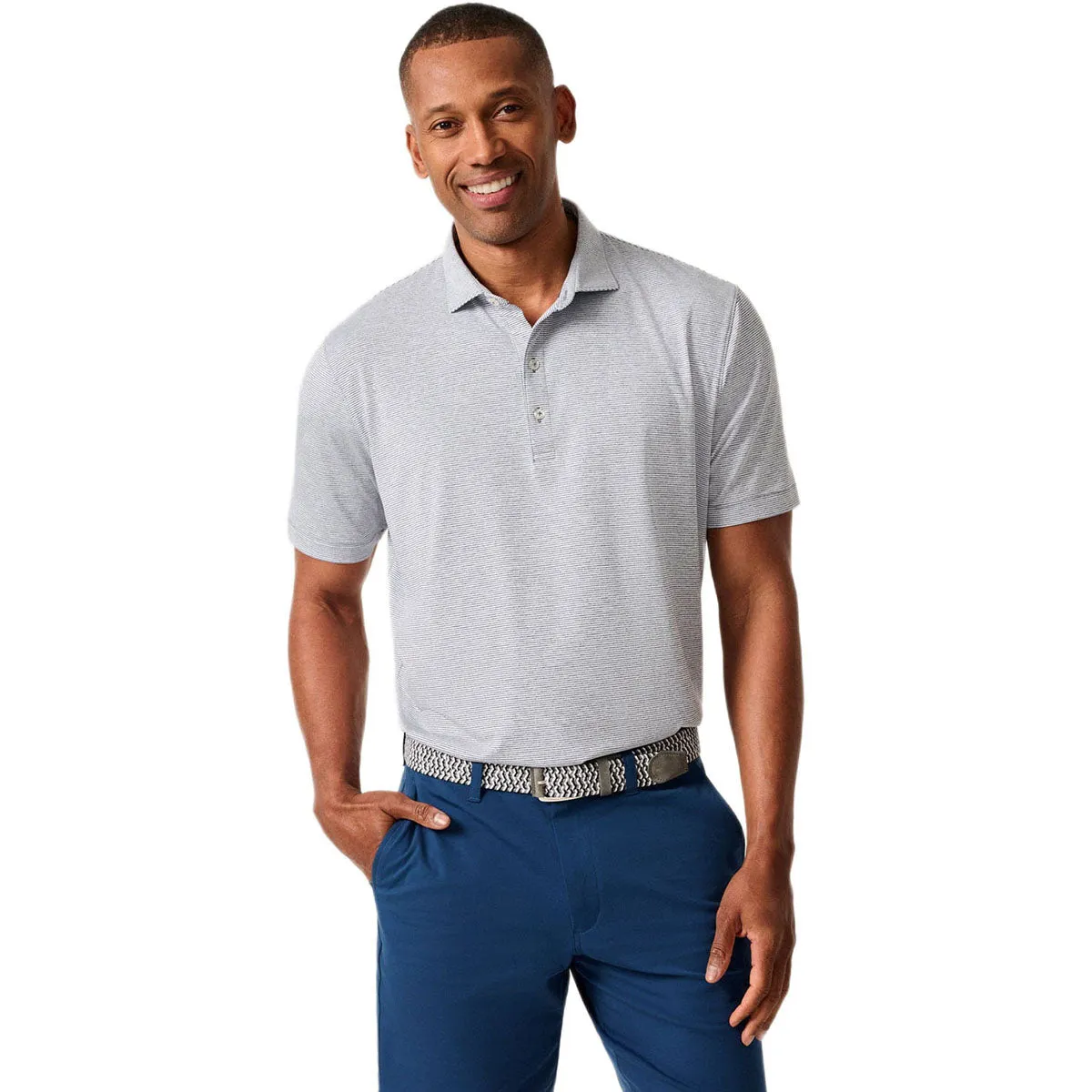 Johnnie-O Men's Heather Twilight Lyndonn Striped Jersey Performance Polo sold by Merchology product image thumbnail 2