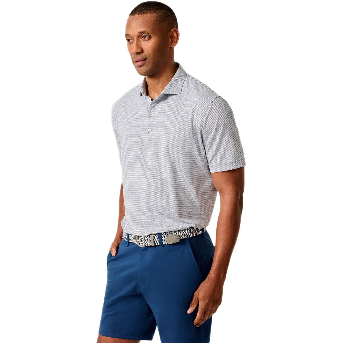 Johnnie-O Men's Heather Twilight Lyndonn Striped Jersey Performance Polo sold by Merchology product image thumbnail 3