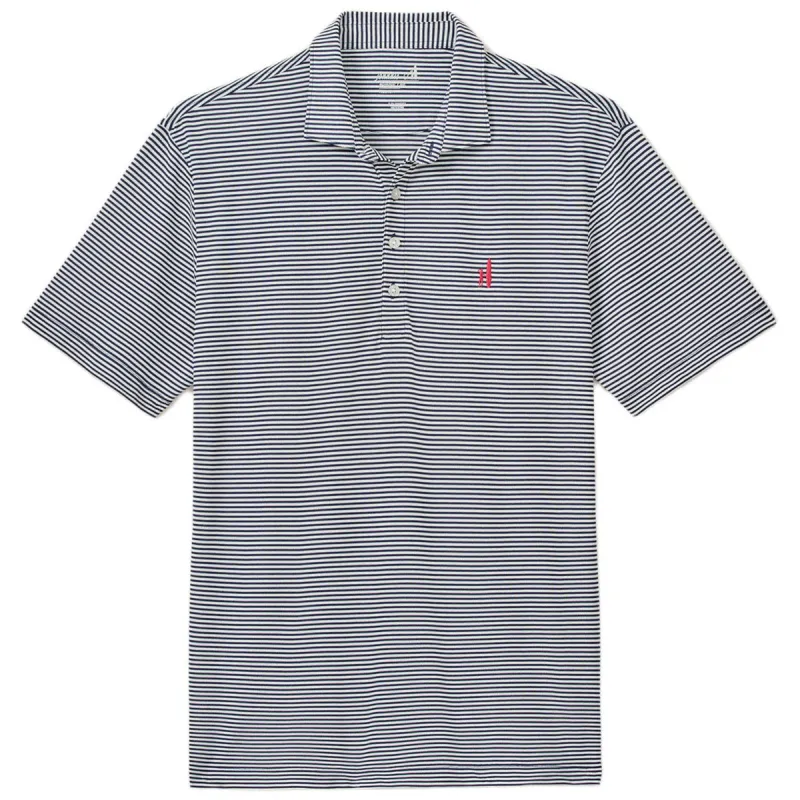 Johnnie-O Men's Navy Dru Stripe Performance Mesh Polo sold by Merchology