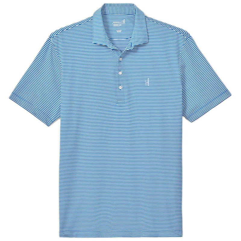 Johnnie-O Men's Palisades Blue Dru Stripe Performance Mesh Polo sold by Merchology