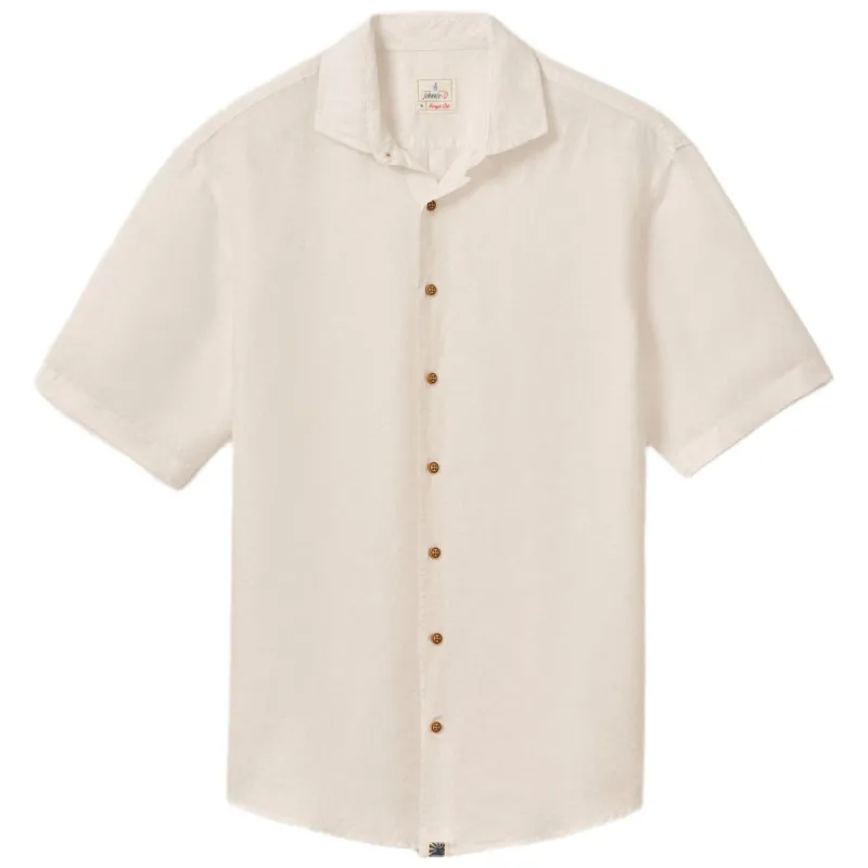 Johnnie-O Men's White Gianni Short Sleeve Hangin' Out Linen Button Down Shirt made by Johnnie-O