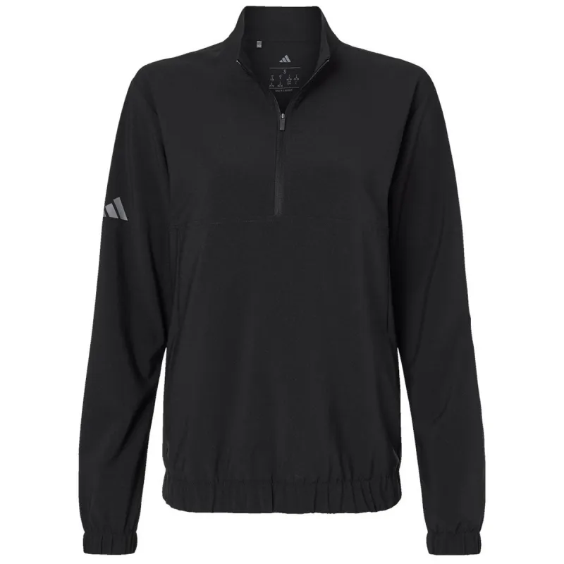 Adidas Women's Black Woven Half-Zip Pullover made by Adidas