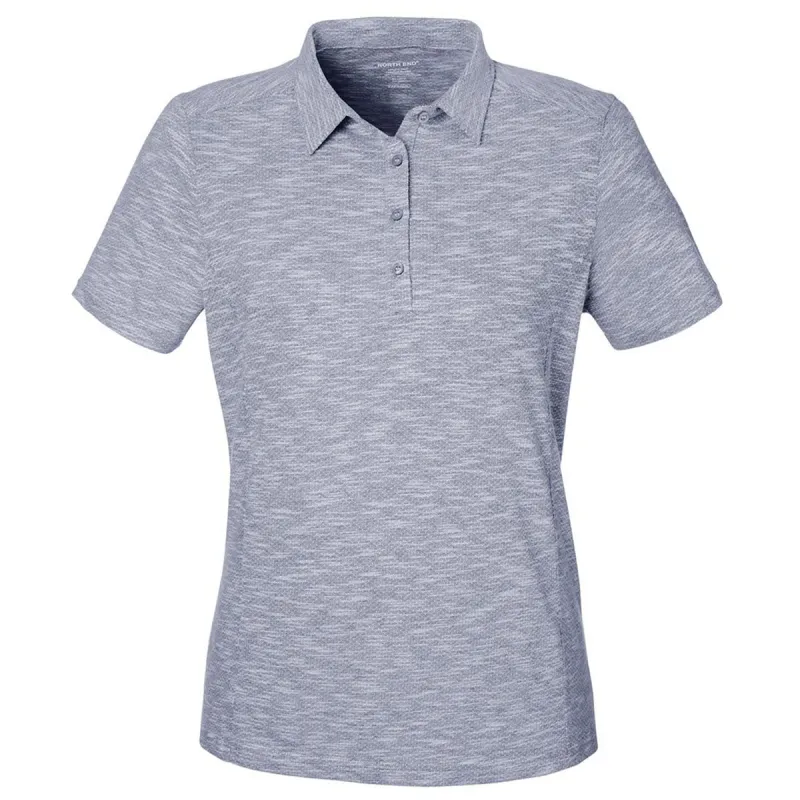 North End Women's Classic Navy Heather Eclipse Jacquard Polo made by Merchology