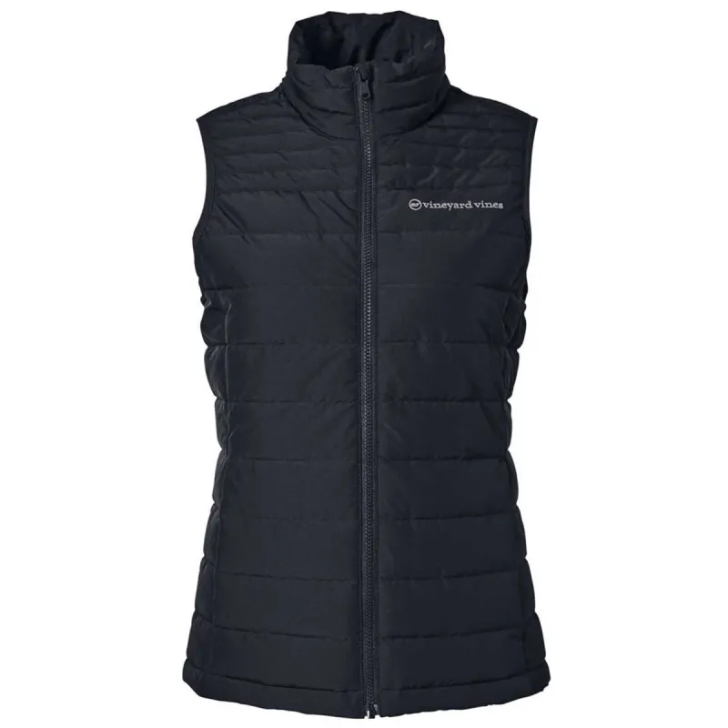 Vineyard Vines Women's Jet Black Mountain Weekend Puffer Vest made by Merchology