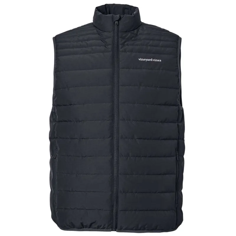 Vineyard Vines Men's Jet Black Mountain Weekend Puffer Vest made by Merchology
