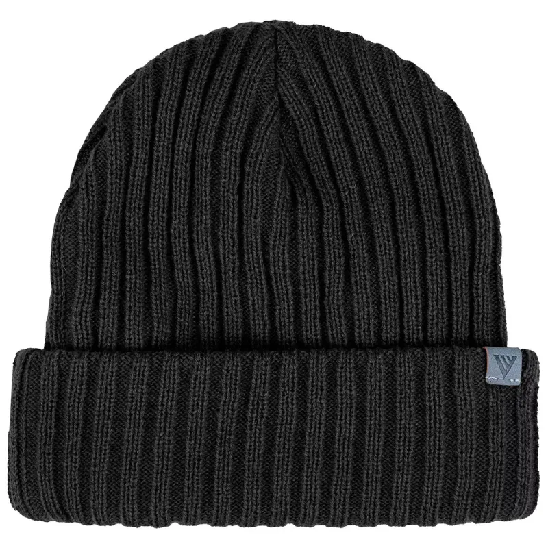 Levelwear Black Slope Merino Wool Beanie made by Merchology