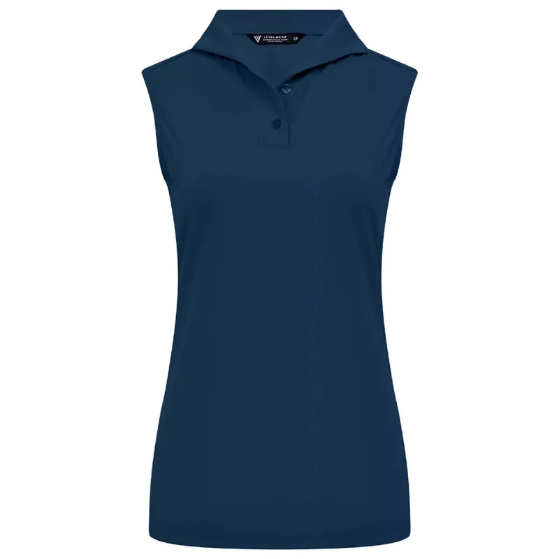 Levelwear Women's Navy Treasure Polo made by Merchology
