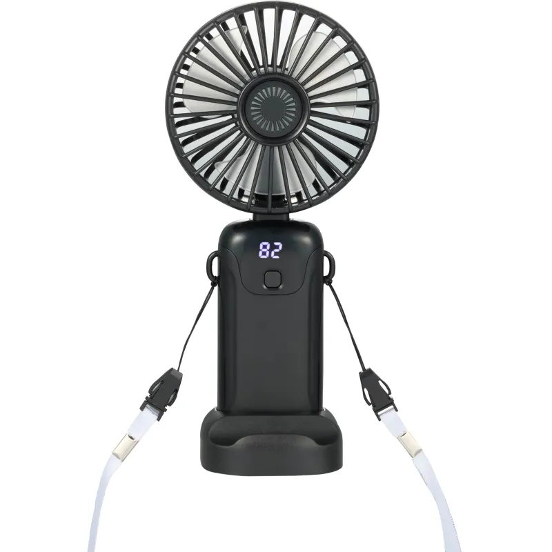 Bullet Black Rechargeable Personal LED Fan made by Merchology